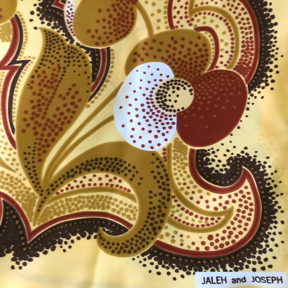 JALEH and JOSEPH Yellow and Brown Scarf Floral Elegant Scarf Scarf Retro - Picture 10 of 16
